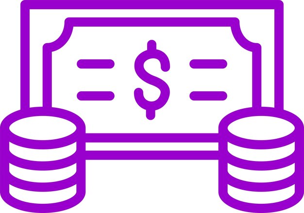Diseño vectorial Estilo del icono de la moneda de pago