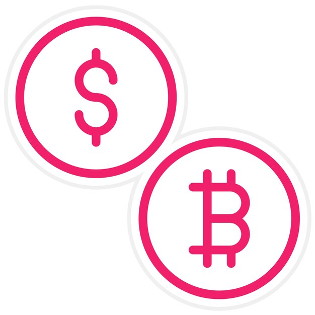 Diseño vectorial del estilo del icono de la moneda virtual