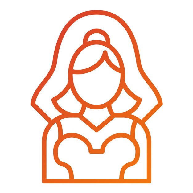 Diseño vectorial del estilo del icono de la novia