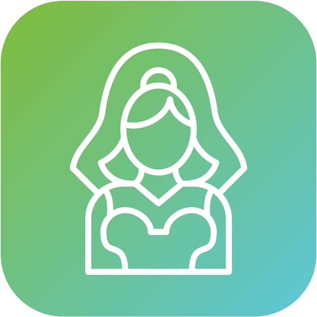 Diseño vectorial del estilo del icono de la novia