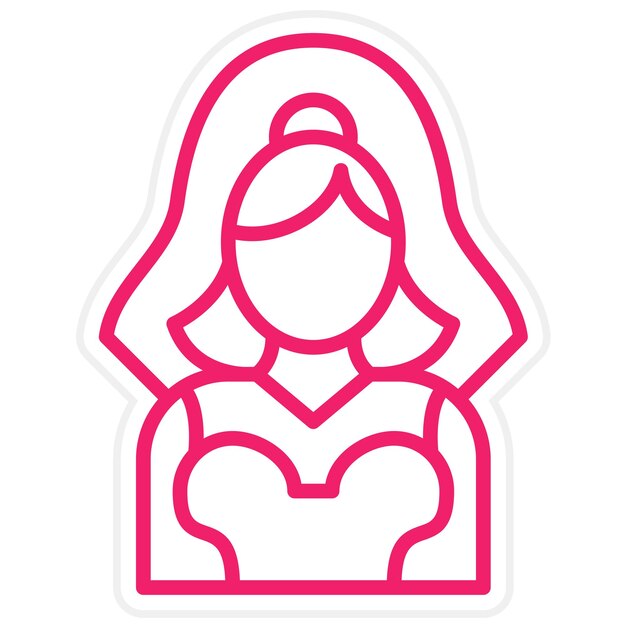 Diseño vectorial del estilo del icono de la novia