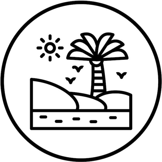 Diseño vectorial Estilo del icono del oasis de bienestar