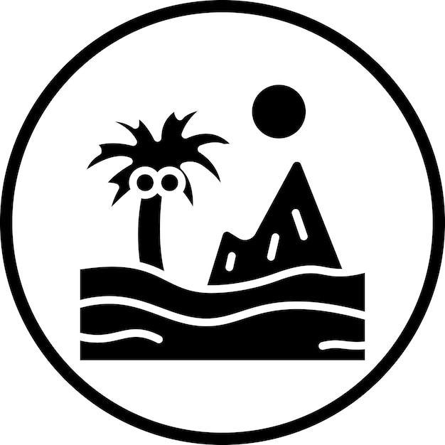 Diseño vectorial Estilo del icono del oasis del desierto