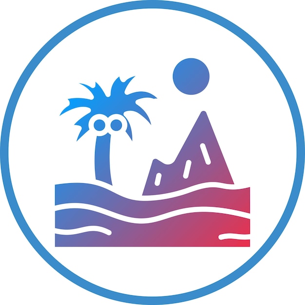 Diseño vectorial Estilo del icono del oasis del desierto