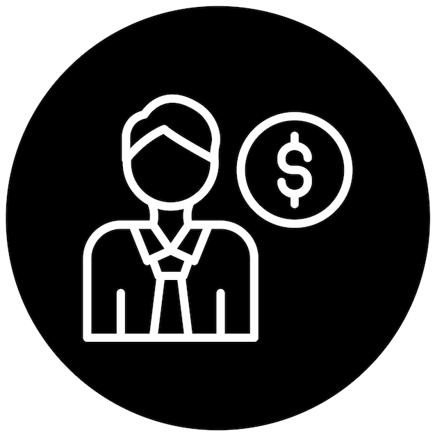 Diseño vectorial Estilo del icono del oficial de finanzas masculino