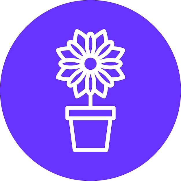 Diseño vectorial Estilo del icono de la olla de flores