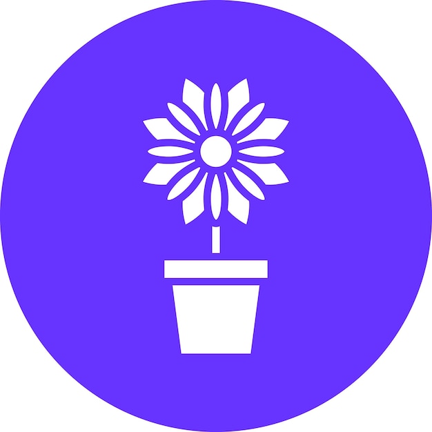 Diseño vectorial Estilo del icono de la olla de flores