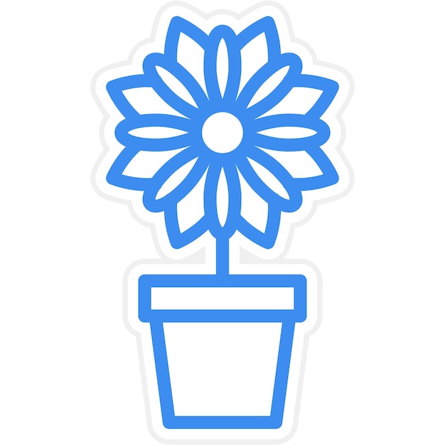 Diseño vectorial Estilo del icono de la olla de flores