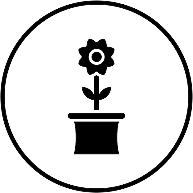 Diseño vectorial Estilo del icono de la olla de flores