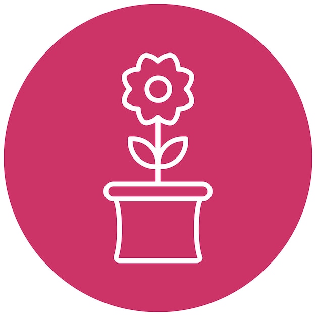 Diseño vectorial Estilo del icono de la olla de flores