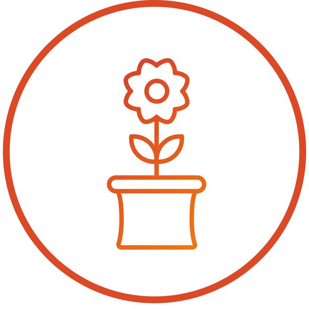 Diseño vectorial Estilo del icono de la olla de flores