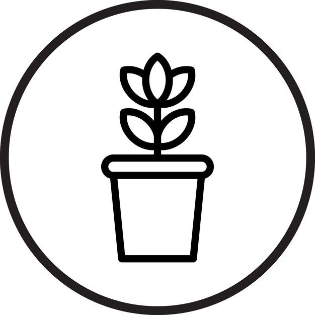 Diseño vectorial Estilo del icono de la olla de la planta