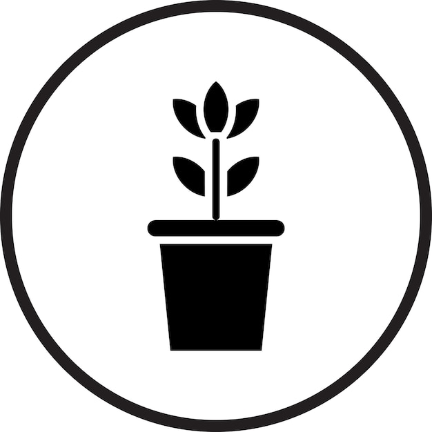 Diseño vectorial Estilo del icono de la olla de la planta