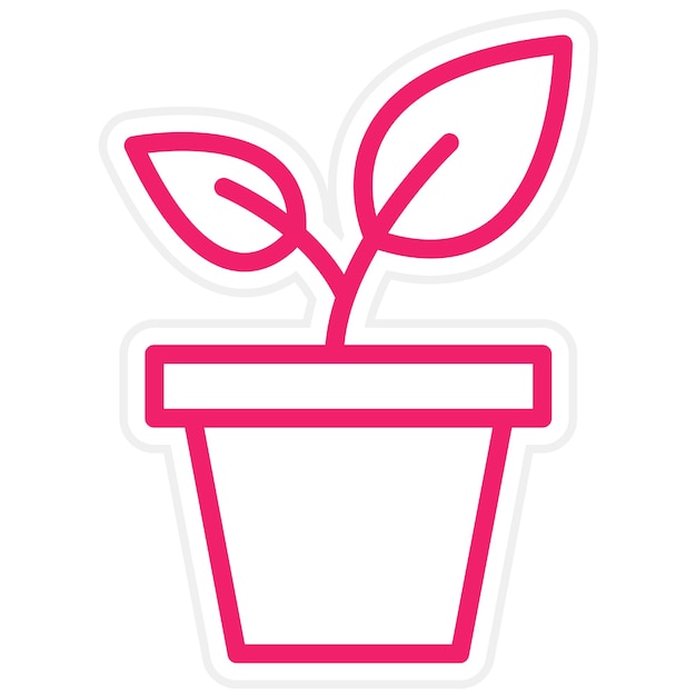 Diseño vectorial Estilo del icono de la olla de la planta