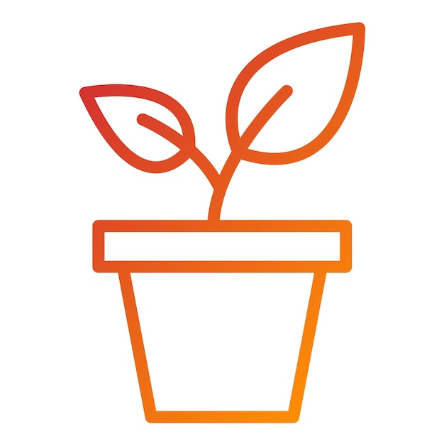 Diseño vectorial Estilo del icono de la olla de la planta