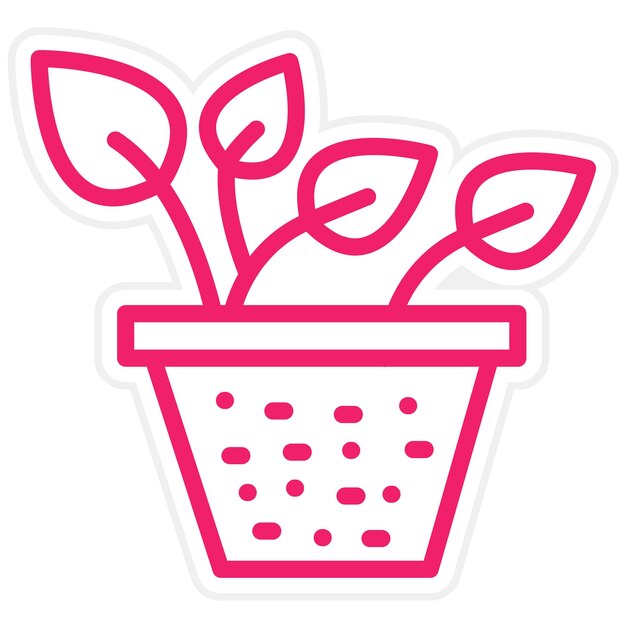 Diseño vectorial Estilo del icono de la olla de la planta