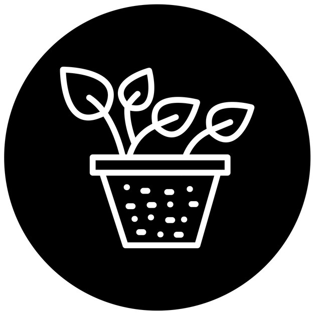 Diseño vectorial Estilo del icono de la olla de la planta