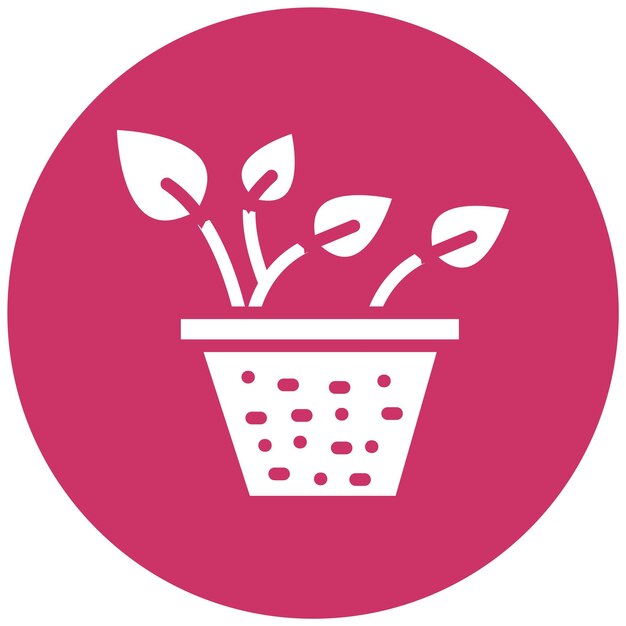 Diseño vectorial Estilo del icono de la olla de la planta