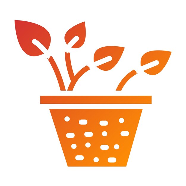 Diseño vectorial Estilo del icono de la olla de la planta