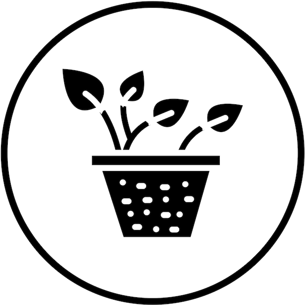 Diseño vectorial Estilo del icono de la olla de la planta