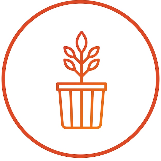 Diseño vectorial Estilo del icono de la olla de la planta