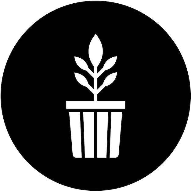 Diseño vectorial Estilo del icono de la olla de la planta