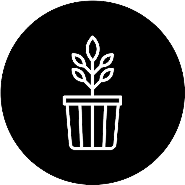 Diseño vectorial Estilo del icono de la olla de la planta