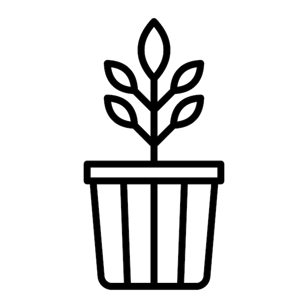 Diseño vectorial Estilo del icono de la olla de la planta