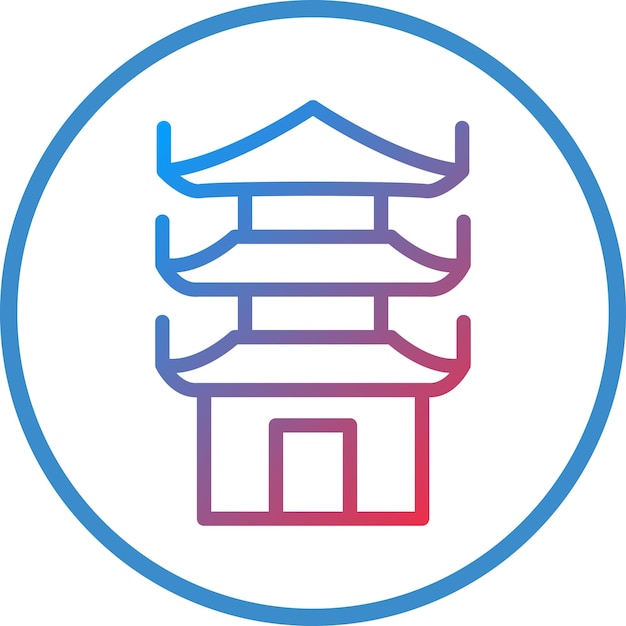 Diseño vectorial del estilo del icono de la pagoda