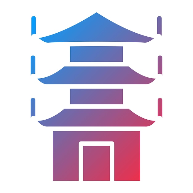 Diseño vectorial del estilo del icono de la pagoda