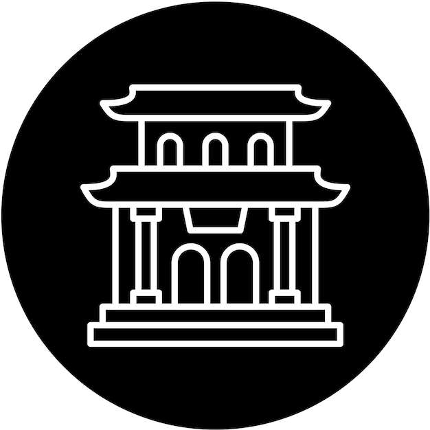 Diseño vectorial del estilo del icono de la pagoda