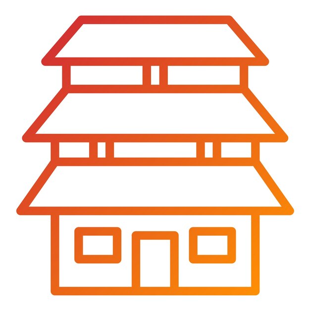 Diseño vectorial del estilo del icono de la pagoda