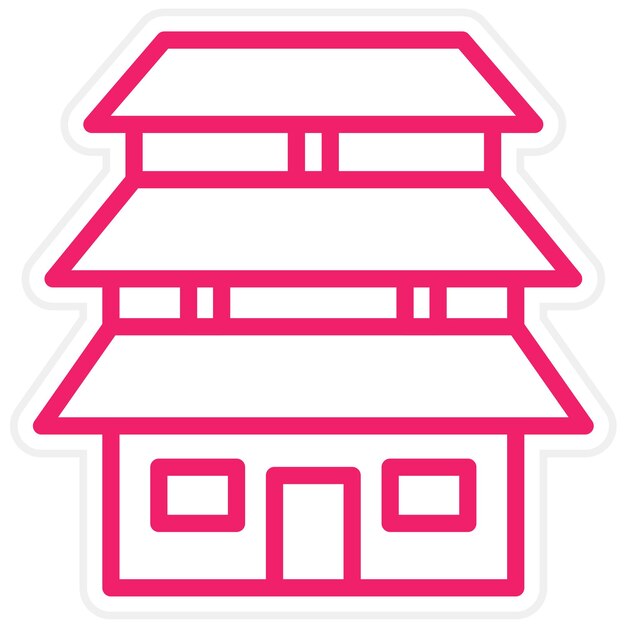 Diseño vectorial del estilo del icono de la pagoda
