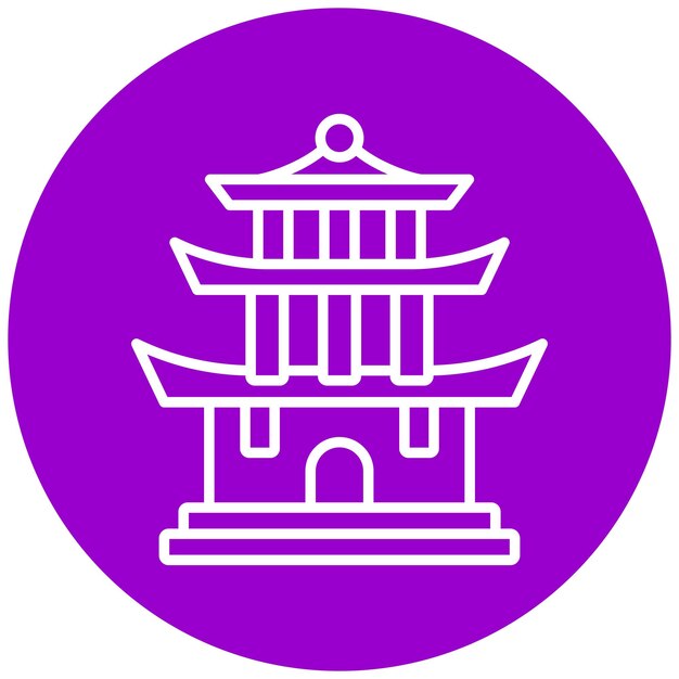 Diseño vectorial del estilo del icono de la pagoda
