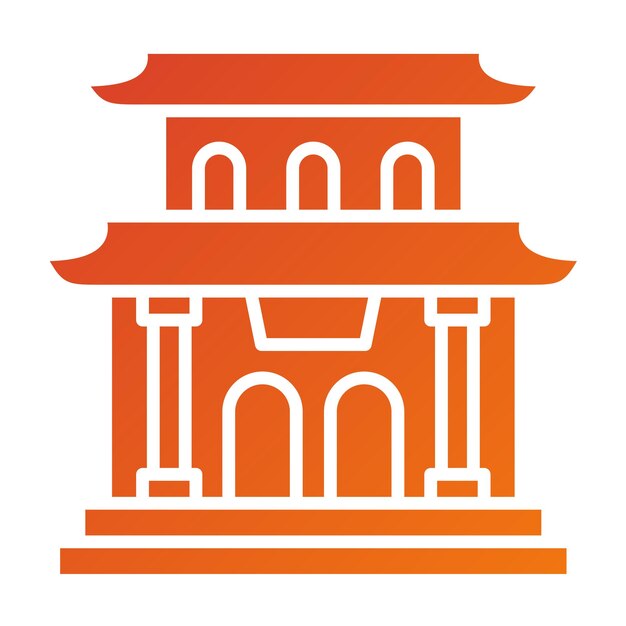Diseño vectorial del estilo del icono de la pagoda