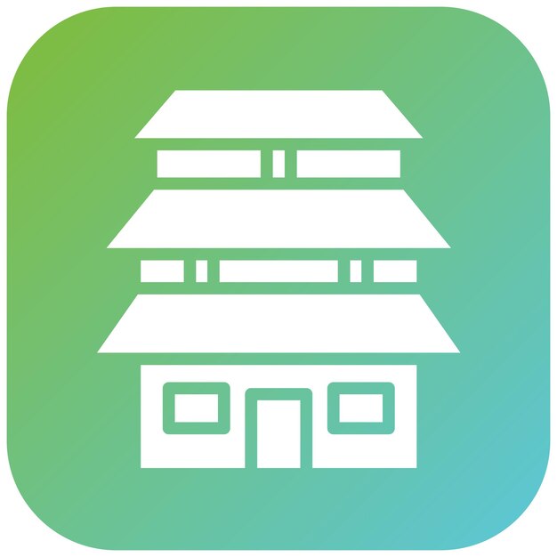 Diseño vectorial del estilo del icono de la pagoda