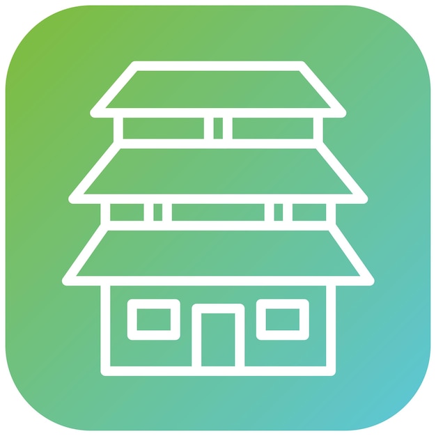 Diseño vectorial del estilo del icono de la pagoda