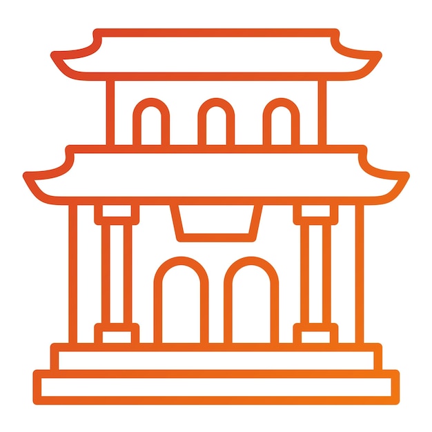 Diseño vectorial del estilo del icono de la pagoda
