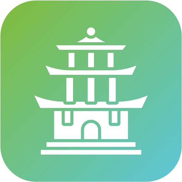 Diseño vectorial del estilo del icono de la pagoda