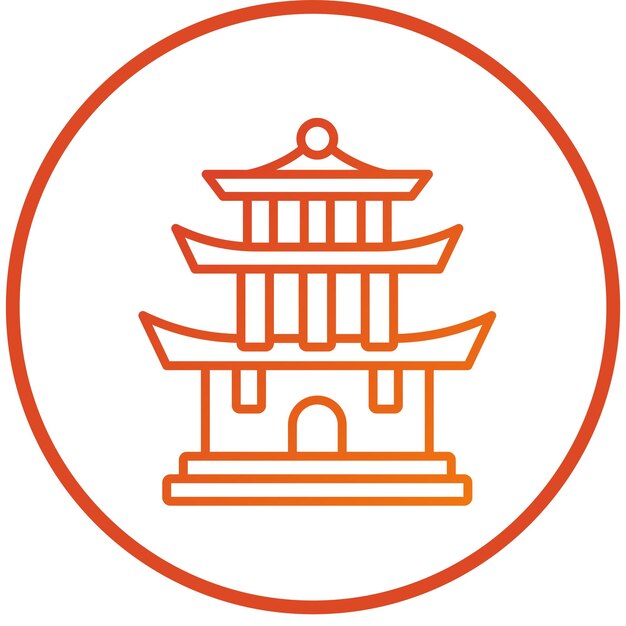 Diseño vectorial del estilo del icono de la pagoda