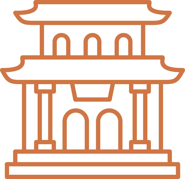 Diseño vectorial del estilo del icono de la pagoda
