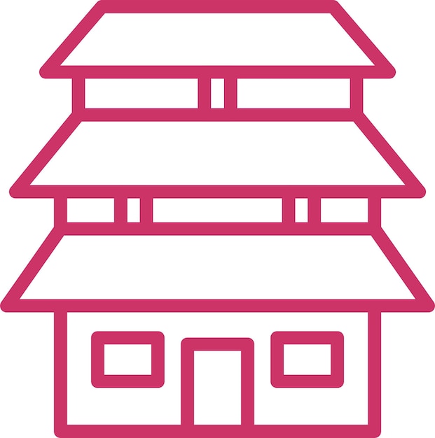 Diseño vectorial del estilo del icono de la pagoda