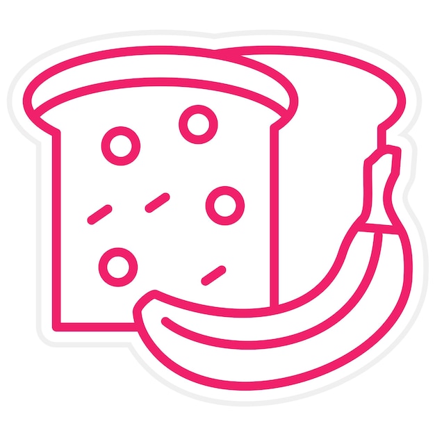 Diseño vectorial Estilo del icono del pan de plátano