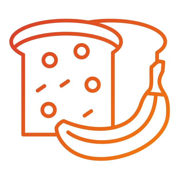Diseño vectorial Estilo del icono del pan de plátano