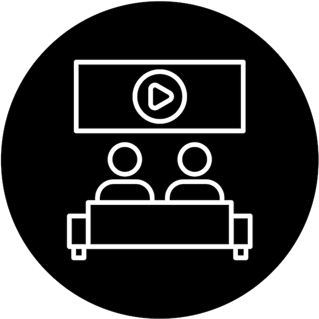 Diseño vectorial del estilo del icono de la pantalla de cine
