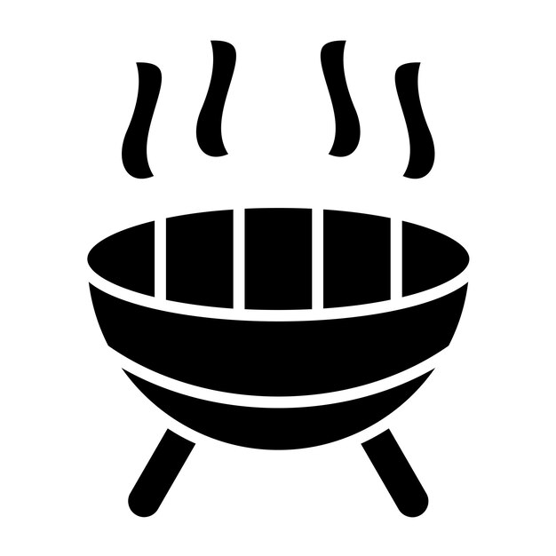 Diseño vectorial del estilo del icono de la parrilla de barbacoa