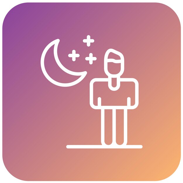 Diseño vectorial de estilo de icono de paseo bajo la luz de la luna