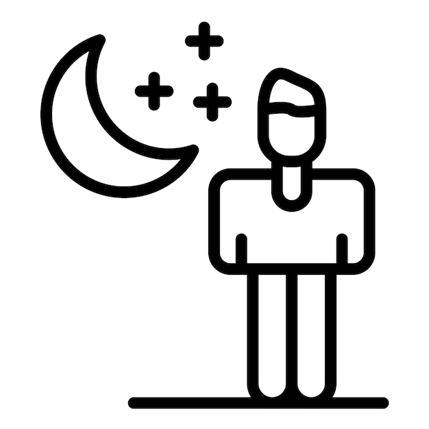 Diseño vectorial de estilo de icono de paseo bajo la luz de la luna