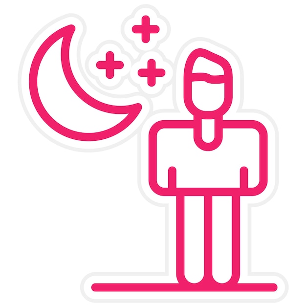 Diseño vectorial de estilo de icono de paseo bajo la luz de la luna
