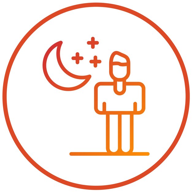 Diseño vectorial de estilo de icono de paseo bajo la luz de la luna